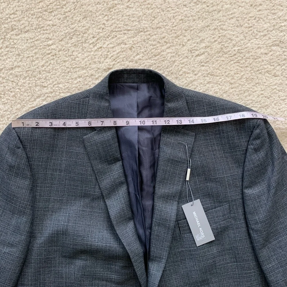 NWT Michael Kors Gray Blue Striped Blazer 46XL